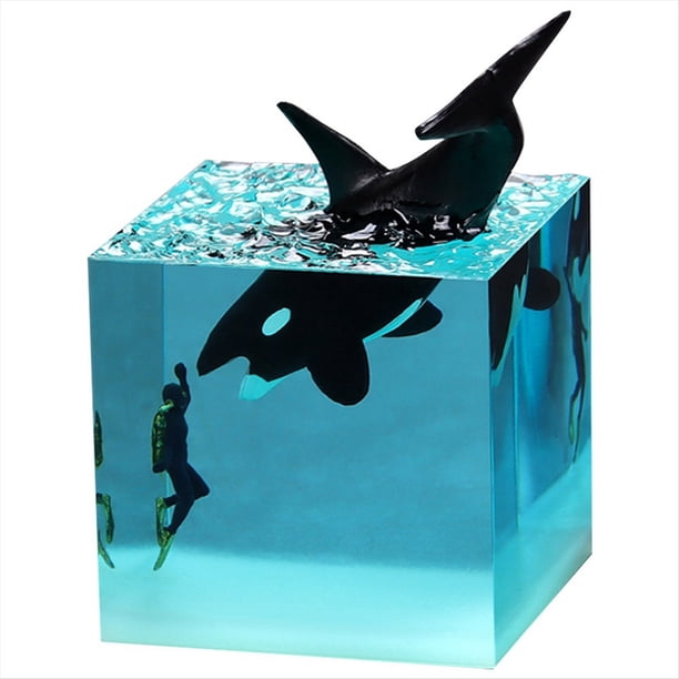 B-Marine Adorno de Cubo de Buzo de Ballena Jorobada de Resina, Adorno de Regalo de CumpleañOs para el Hogar