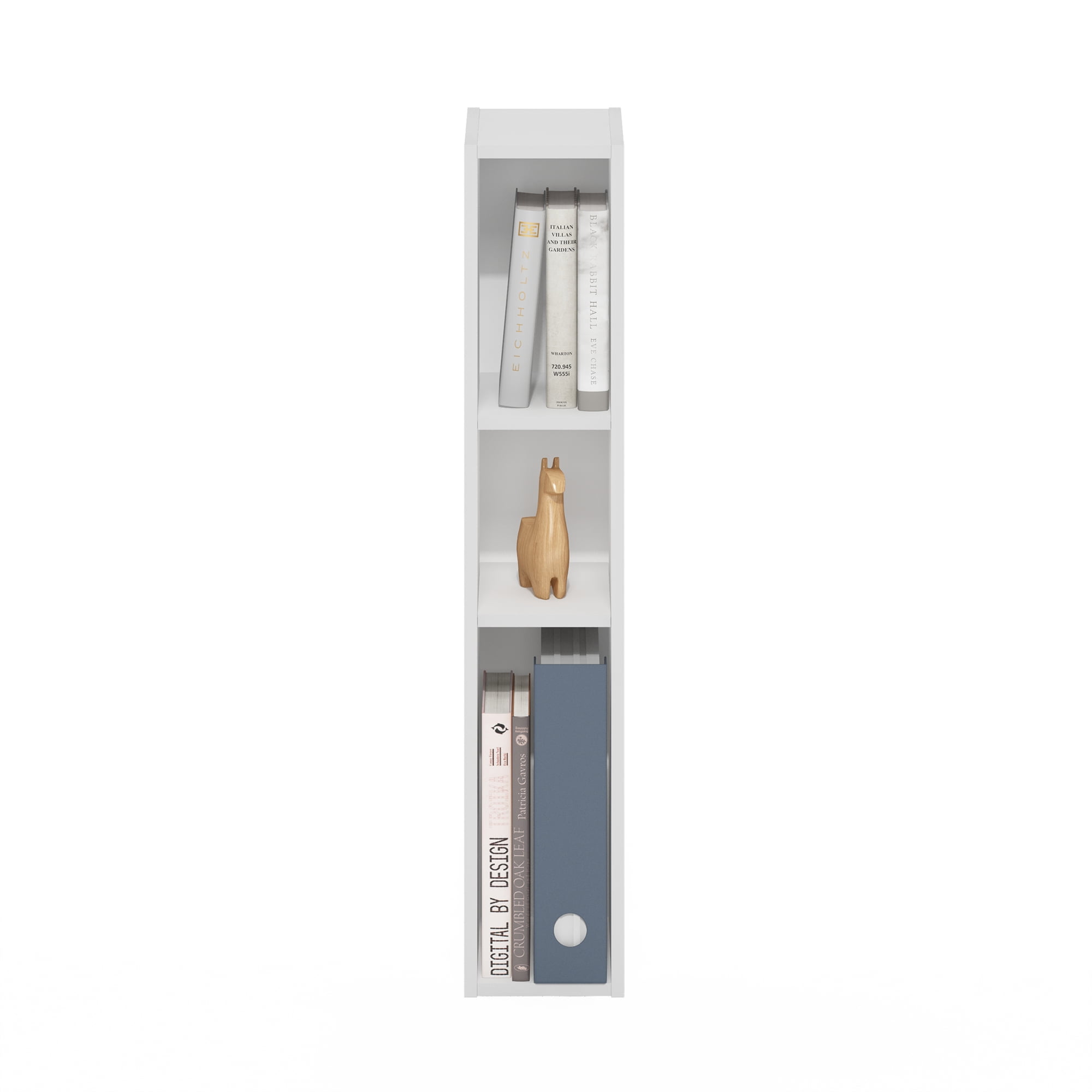 Furinno Fulda 3-laags ruimtebesparende opbergplank, boekenkast, 15 cm breed, zwart hout