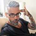 thumbnail image 1 of Dreambeauty Toupee para hombre 10"?8"" Virgen europea 20% #1b Mezcla de cabello humano negro 80% Plata Cabello sintético Piel suave y delgada Piezas de cabello para hombre Sistema de reemplazo de cabe, 1 of 5