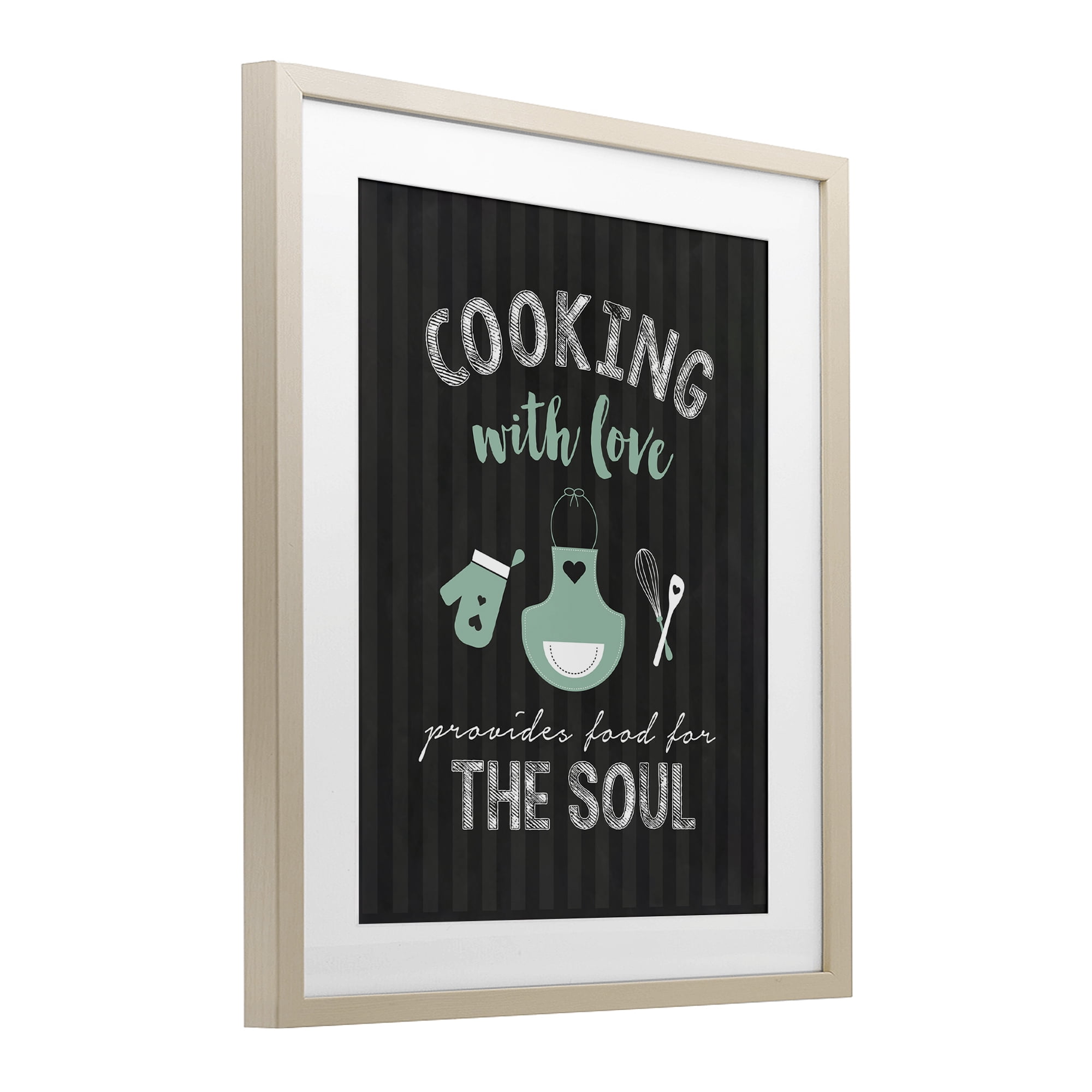 Food For Soul Black & Green Birch Framed Print Under Glass, design by Lettered and Lined