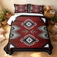 thumbnail image 3 of Erosebridal Hippie Aztec Bed Spread Queen, Boho Geometric Queen Coverlet Set, Burgundy Black Gray Copper 3 Pieces, 1 Quilt and 2 Pillowcases, 3 of 7