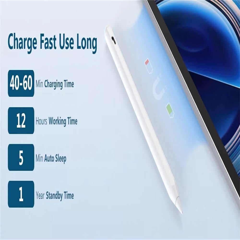 Stylus Pen for iPad,Fast Charge Active Pencil with Palm Rejection,Tilt Function,Compatible with 2018-2023 Apple iPad 10/9/8/7/6 Gen,iPad Pro 11/12.9 inch,iPad Mini 5/6,iPad Air(5/4/3)