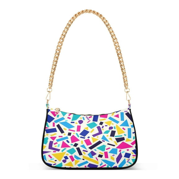 Ryvnso Geometric Pattern Womens Chain Shoulder Bag Tote Handbags Clutch Hobo Purse with Zipper for Travel