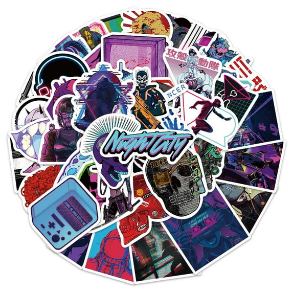 50 Pcs Europe and America Harajuku cyberpunk stickers, Luggage Water Bottle Laptop Skateboard Waterproof Sticker