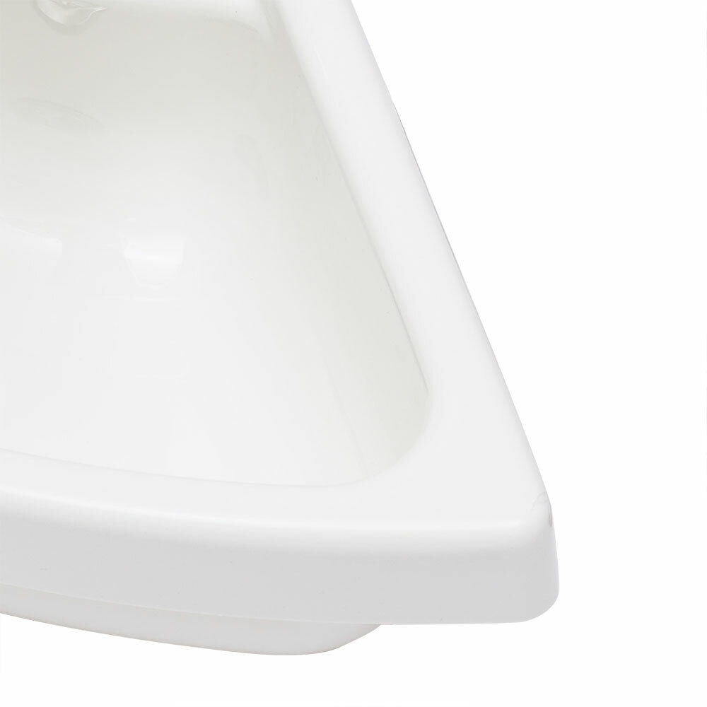 Small Wall Mount Corner Bathroom Sink White Triangle Plastic Vanity Single Bowl Sink
