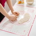 thumbnail image 3 of Tapis de Pétrissage en Silicone Antiadhésif pour Pizza, Rouleau de Pâte Portable, Outil de Cuisson, Accessoires de Cuisine Rouge 40x30cm, 3 of 7