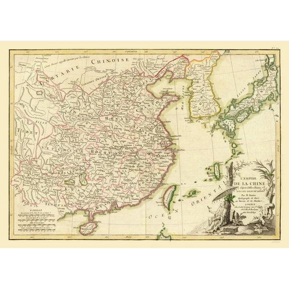 Historic Map - Chinese Empire - Bonne - Vintage Wall Art