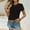 Black, variant on YHAJDS Short Sleeve Shirts for Women Solid Color Lace Round Neck Loose Fit Casual Top