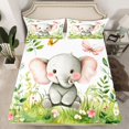 thumbnail image 2 of Homewish Kawaii Cartoon Elephant Queen Sheet Sets for Child, Watercolor Flower Plant Flat Sheet, Butterfly Animal Queen Fitted Sheet, Ultra Soft Bedroom Decor, 4pcs, 2 of 7