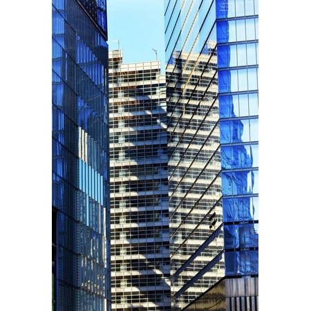 Skyscraper Apartments Glass Buildings Abstract Blue Reflection New York City, Ny Print Wall Art By William (Best New York Apartments)