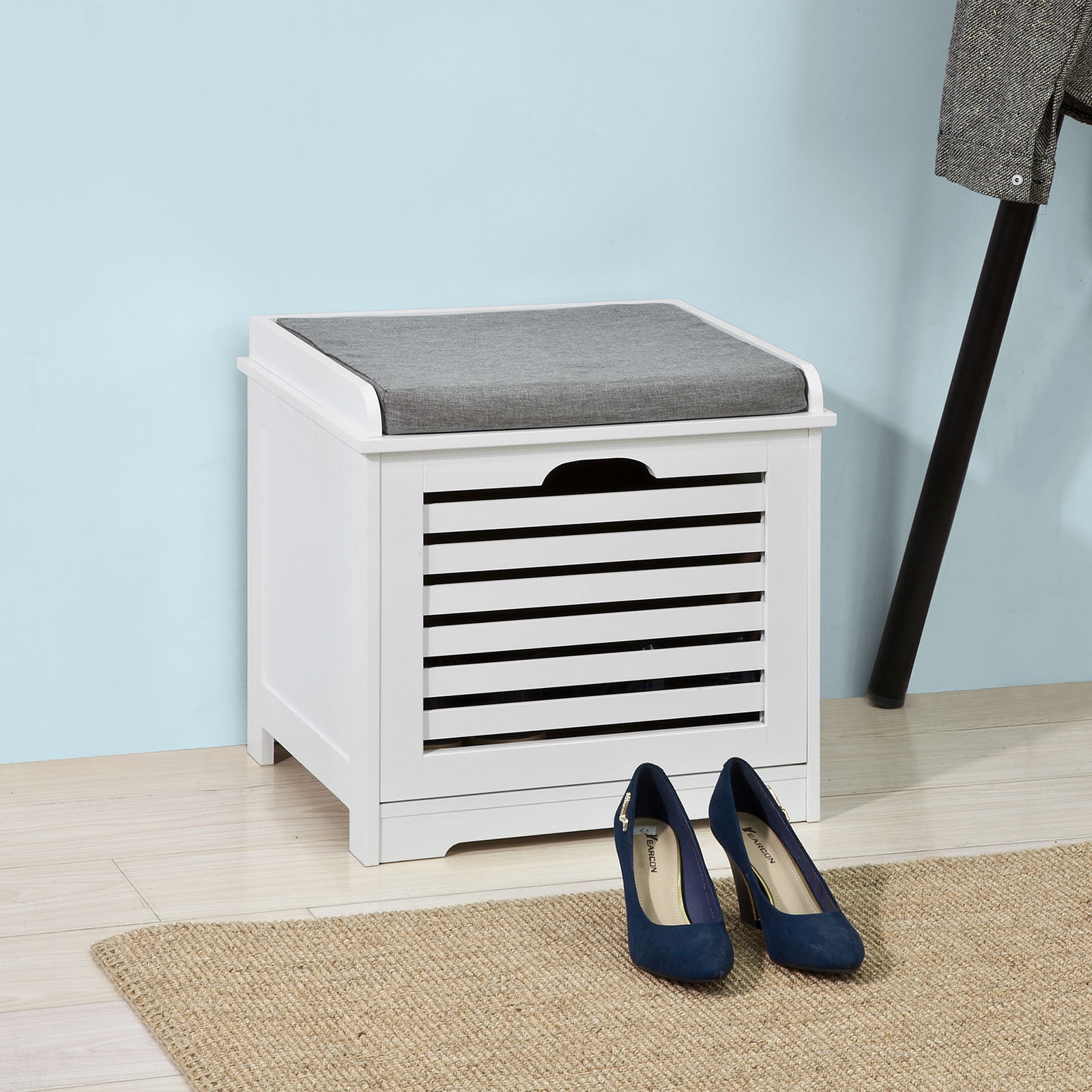 Haotian FSR42 W White Storage Bench With 1 Drawer