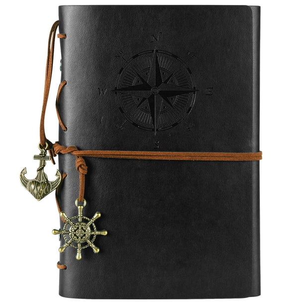 Libreta MALEDEN de piel, vintage, recargable, 160 páginas