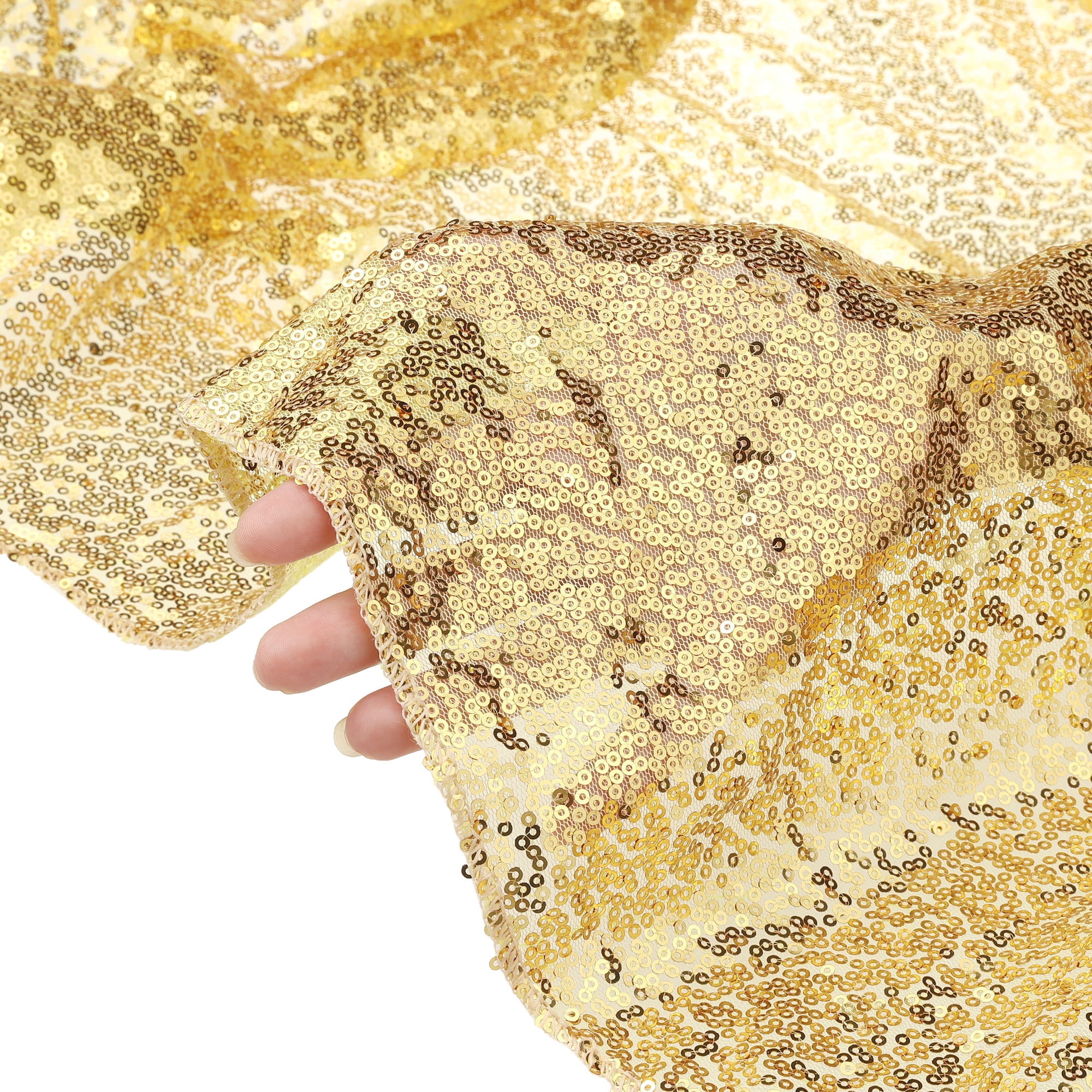 Unique Bargains Sequin Table Covers for Dining Room Parties or Dances Tablecloths Gold 47"x71"