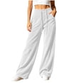 thumbnail image 2 of FNFYFH Womens Corduroy Pants Casual High Waisted Elastic Drawstring Sweatpants Loose Fit Wide Leg Pants with Pockets, 2 of 9