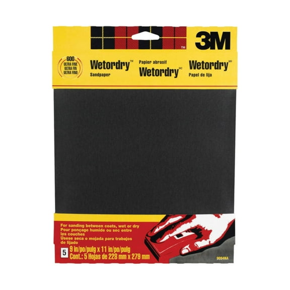 Wet/Dry Sandpaper, 600-Grit, 9 x 11-In., 5-Pk.