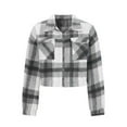 thumbnail image 4 of Lindreshi Winter Coats for Women 2023 Trendy Women's 2022 European and American and Winter New Casual Short Women's Printed Plaid Pocket Zipper Jacket, 4 of 7