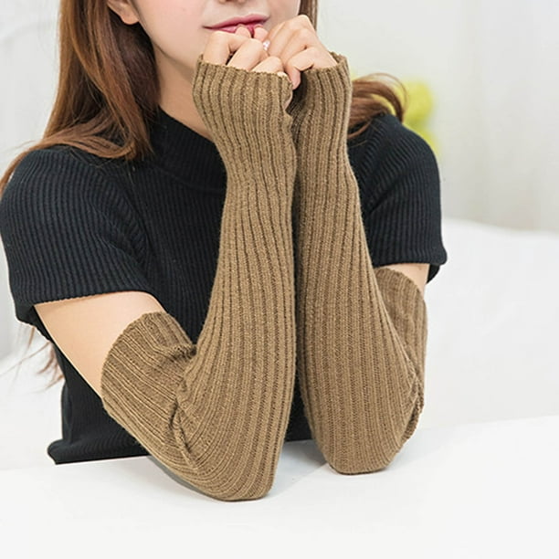 Guantes de invierno para mujer, de punto, cálidos, de medio dedo, abiertos, de poliéster
