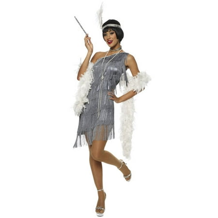 Dazzling Flapper Silver Great Gatsby 20'S Fancy Womens Halloween Costume