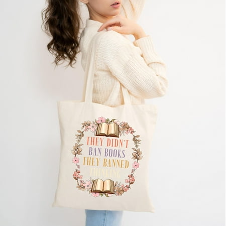 vintage They Didn t Ban Books They Banned Thinking Bag  Banned Books Bag  Super Soft Premium Graphic Tote Bag  Reading Bag-TH36923