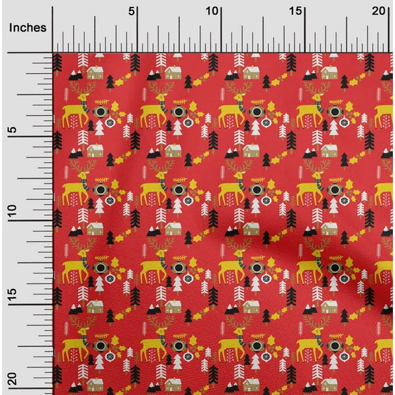 oneOone Cotton Poplin Twill Red Fabric Merry Christmas Craft Projects Decor Fabric Printed By The Yard 56 Inch Wide-H73