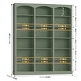 thumbnail image 3 of Homfa Arch Bookcase Set of 2, Triple Width Library Bookcase for Home Office Living Room, Green, 3 of 8