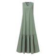 thumbnail image 3 of ZANZEA Women Ruffles Hem Sleeveless Solid Color Side Pocket V-Neck Maxi Dress, 3 of 11