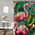 thumbnail image 2 of GOSMITH Bathroom Jungle Pattern with Toucan, Flamingo and Parrot Shower Curtain - Multiple Sizes White, 2 of 6