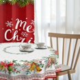 thumbnail image 3 of Christmas Tablecloth Holly Christmas Table Cloth, Washable Table Cover for Xmas Holiday, Dining, Party Decor - 60" X 60" Round, 3 of 5