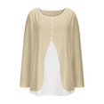 thumbnail image 4 of Womens Fake Two-Piece Dressy T-Shirts 2026 Trendy Casual Long Sleeve Crewneck Shirts Soft Business Office Blouse, 4 of 7