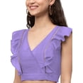 thumbnail image 3 of eloria Women Ruffle Sleeveless&nbsp; Saree Blouse V Neck Summer Casual Sari Top Color : Tropical Indigo, SIZE : 44, 3 of 5