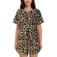 thumbnail image 1 of Fotbe Leopard Print-1 Conjunto de Pijama Estampado para Mujer, 2 Piezas, Ropa de Dormir con Camiseta de Manga Corta y Shorts Suaves-Medium, 1 of 6