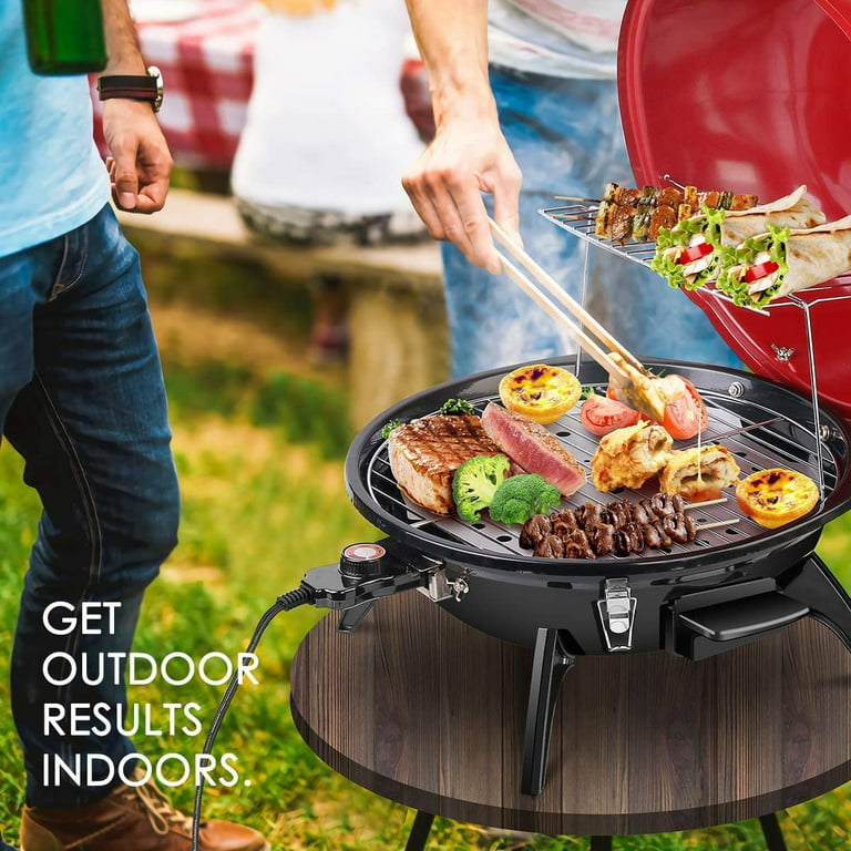 Electric BBQ Grill Techwood 15-Serving Indoor/Outdoor, Portable Removable Stand Grill, 1600W (Countertop BBQ Grill)