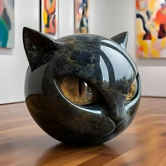 LAMIRO Luxury Black Cat Stone Sculpture–Elegant Home Decor&Gift-Ready Art Piece,Black Obsidian Crystal Gemstone Cat,Figurine Carved Healing,Decoration Gemstones Gifts (1 Pcs)