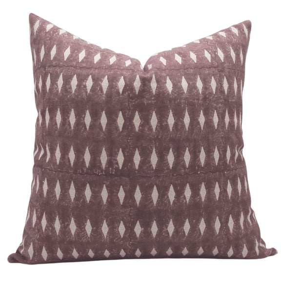 Fabdivine Block Print Throw Pillow Cover, 14x14 Inch Thick Linen Decorative Cushion Cover, Floral Print Boho Design Chocolate Brown Pillow Cover for Sofa and Couch