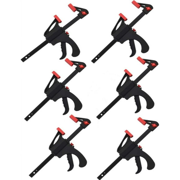 6Pcs Quick Grip Clamps, 4 inch Ratchet Bar Clamps One Hand Quick-Release Bar Clamp Tools
