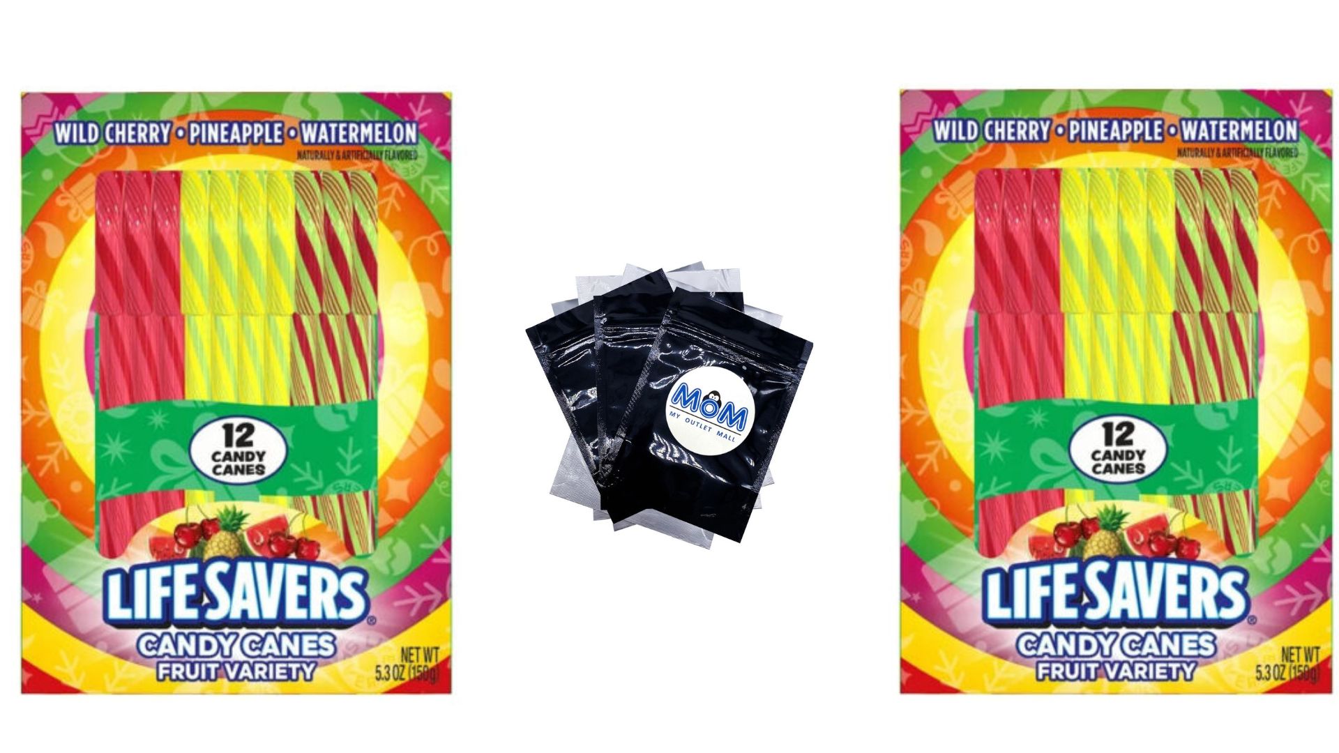 Lifesavers Candy Canes Fruit Variety Green Apple, Pineapple