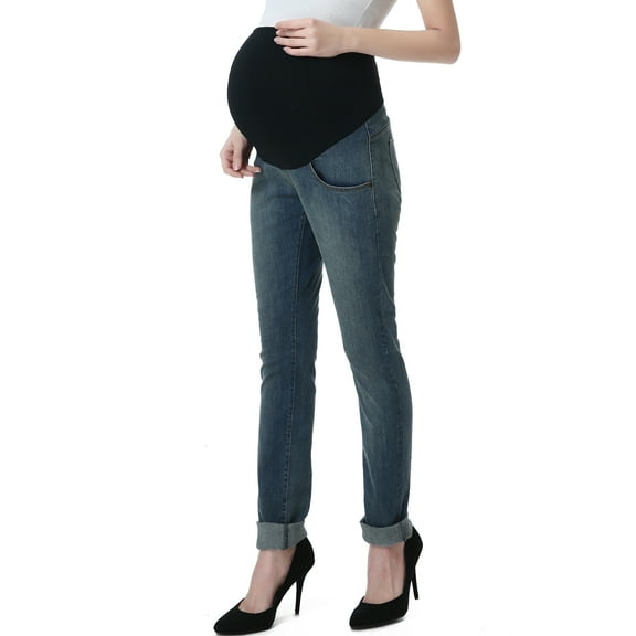 Maternity Women's Straight Leg Denim Jeans - Medium Indigo 31