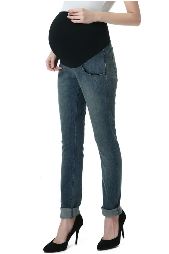Maternity Women's Straight Leg Denim Jeans - Medium Indigo 28