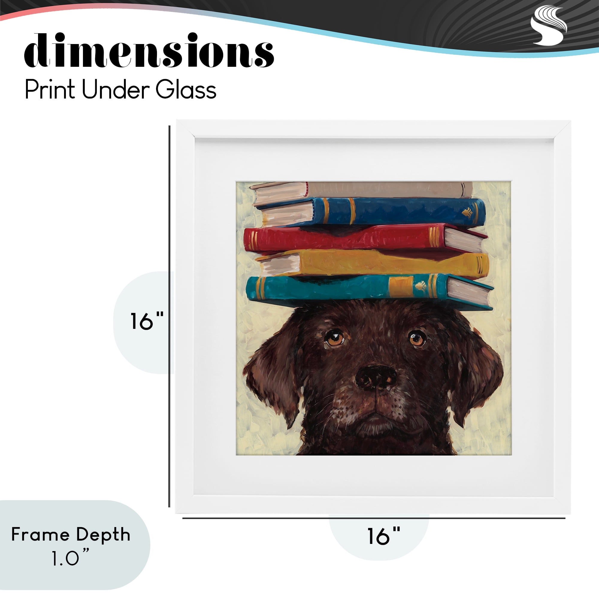 Stupell Industries Studious Abby Dog White Framed Print Under Glass, design by Studio Bautista