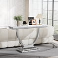 thumbnail image 6 of 47" Modern Faux Marble Console Table, Rectangular Top & U-Shaped Stainless Steel Base, Narrow Entryway Table for Entrance, Hallway, Foyer, or Living Room, 6 of 8