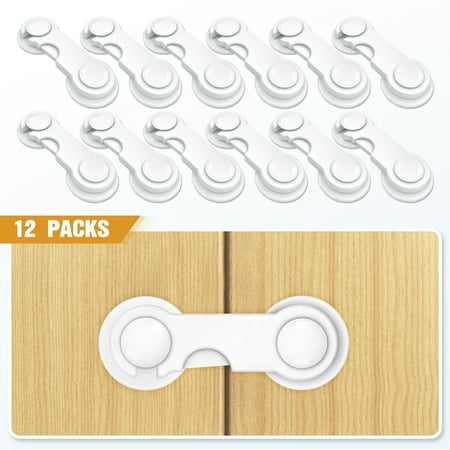 Child Safety Lokcs for Cabinet 12pcs No Drill Baby Proof locks for Drawer Cabinet with Strong Adhesive Tape