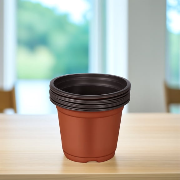 AURARMLET Set of 10 Black Plastic Planter Pots for Small Plants, Perfect for Kitchen, Living Room, Simple and Stylish Design