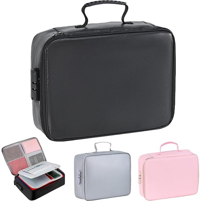 Flameproof Fireproof Keepsake Box, & Waterproof Document Storage Box for Documents, with Lock and Letters, Passports, Cards(Black)