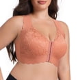 thumbnail image 4 of Riecok Womens Lace Front Closure Bras Plus Size Wireless Push Up Bralette Full Coverage Soft Everyday Bra Pink L, 4 of 8