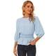 thumbnail image 1 of Top peplum para mujer Blusa con cintura fruncida de media manga abullonada Azul XL, 1 of 5