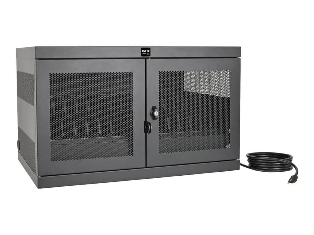 Tripp Lite 16-port Ac Charging Cart Storage Station Chromebook Laptop Tablet - 18.8" Height X 30.3" Width X 21.6" Depth - Floor, Wall Mountable, Desktop, Tabletop, Countertop - Steel - Black...