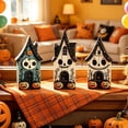 thumbnail image 5 of Cififendec 3Pcs Halloween Haunted 2D Tabletop Signs, 5", Wooden Skull Face Pumpkin Cabin Cutouts for Tiered Tray Styling, Fall Themed Party Layout, 5 of 6