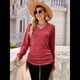 thumbnail image 5 of Camisetas para Mujer, Larga, Cuello en V, Básicas, Informales, Holgadas, Suaves, para Otoño. Rojo M, 5 of 10
