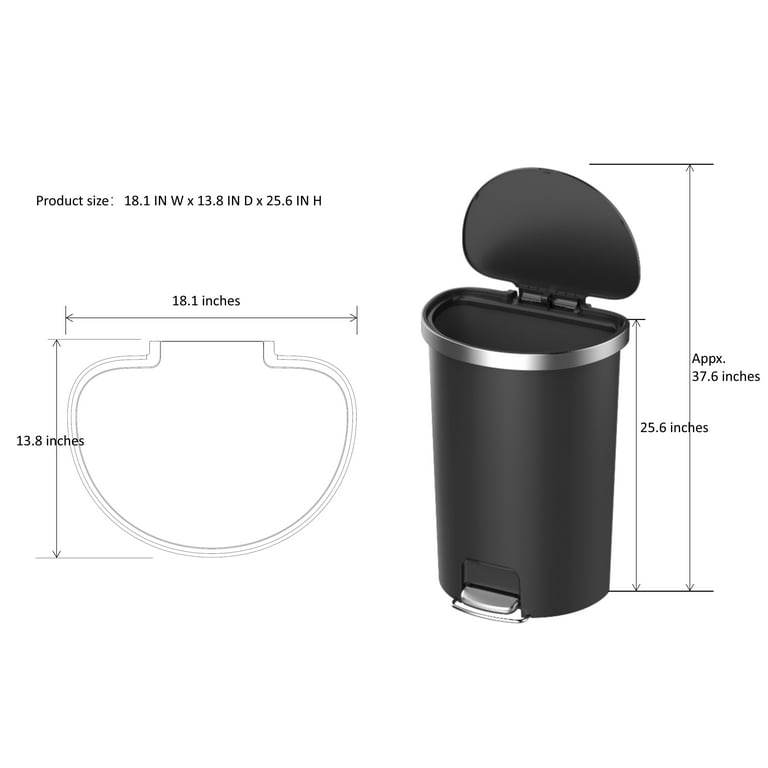 14 Gal Step-On Indoor Trash Can, Black 14 Gal Step-On Indoor Trash Can, Black