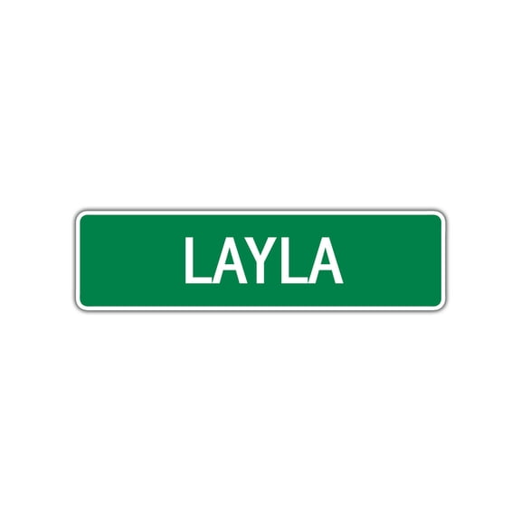 Layla Girls Children Name Letter Printed Label Indoor Outdoor Unique Novelty Wall Plaque Decoration Aluminum Metal Sign 4"x13.5"